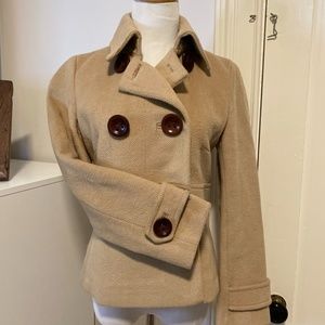 Talbots Wool Peacoat Tan, Size 4